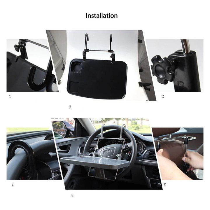 Universal Car Desk and Laptop Holder with Steering Wheel Tray
