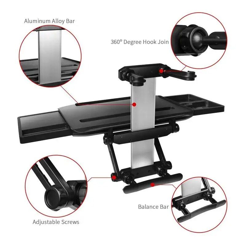 Expandable Car Steering Wheel Desk with Laptop Stand and Dual Drawers