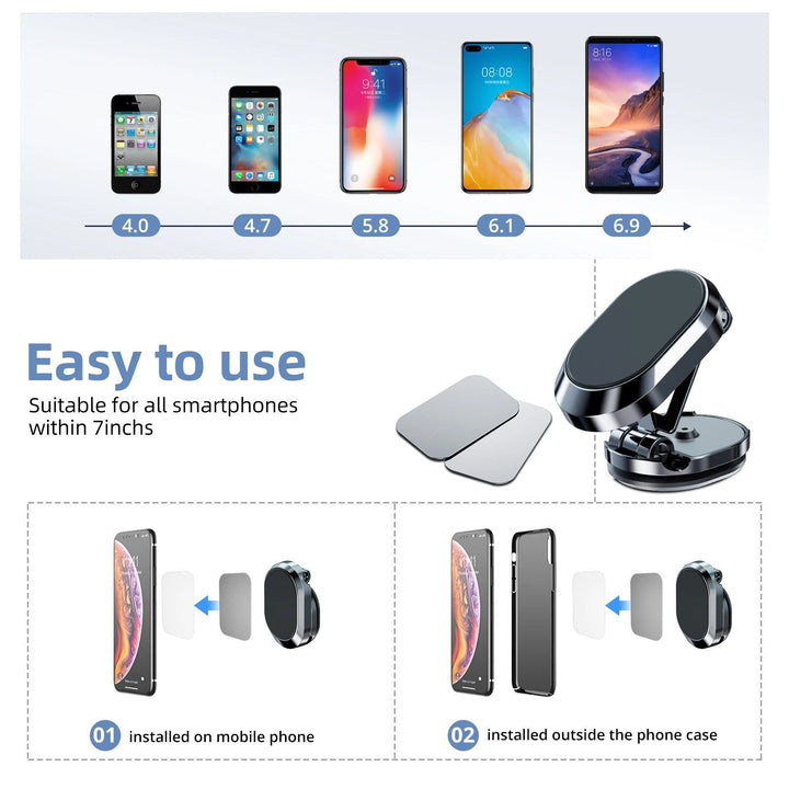 Universal 360° Rotatable Blue Car Air Vent Magnetic Phone Mount for 4-6" Devices