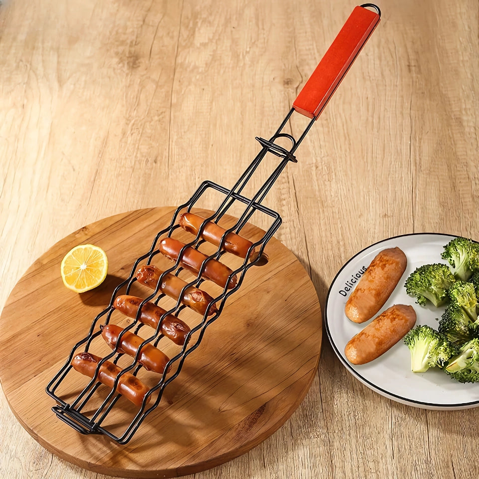 Stainless Steel BBQ Hot Dog Grill Basket