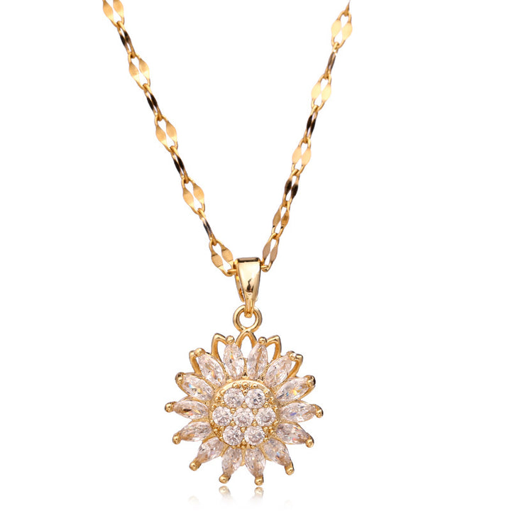 Rotatable Sunflower Chain Necklace