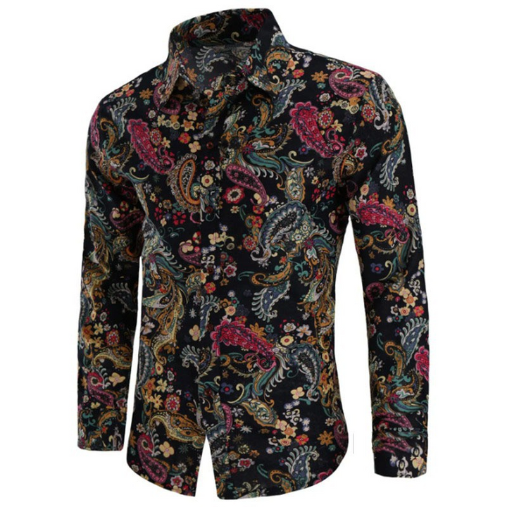 Chemise à manches longues de mode pour hommes de nouveau style de commerce extérieur, chemise de fleur de boîte de nuit, chemise pour hommes