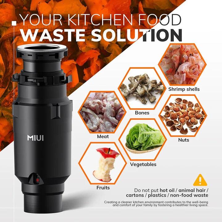 Quiet Power 1/2 HP Continuous Feed Garbage Disposal with Stainless Steel Grind System