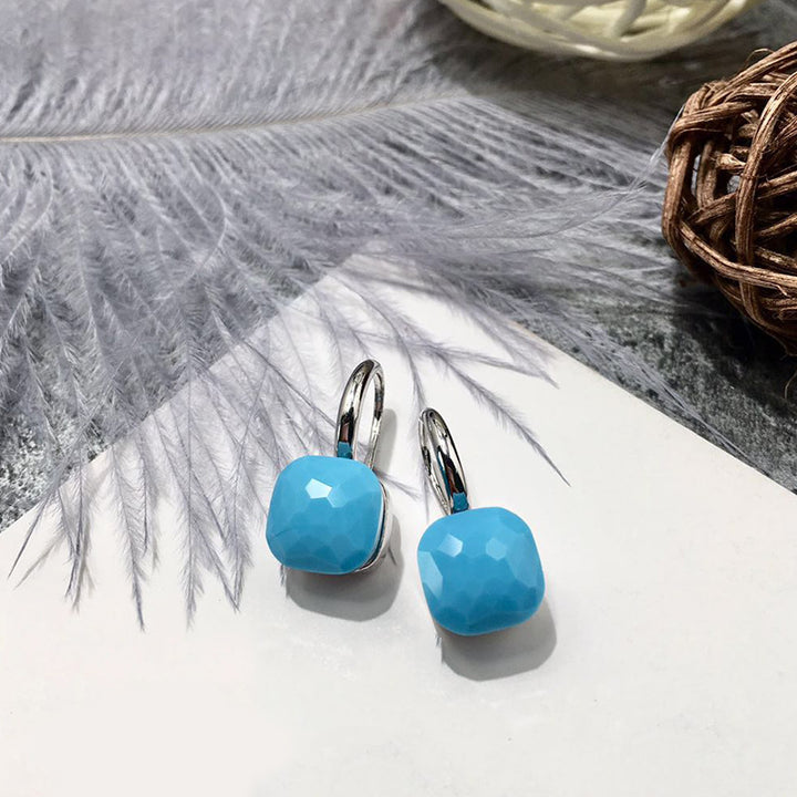 Colored Stone Natural Crystal Women's Earrings Diy French