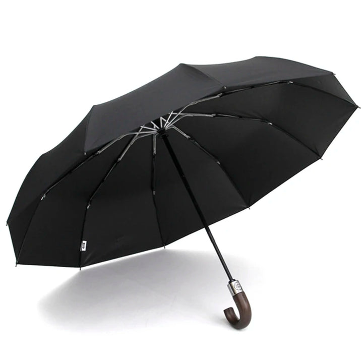 Automatic Folding Windproof Umbrella with Wooden Handle