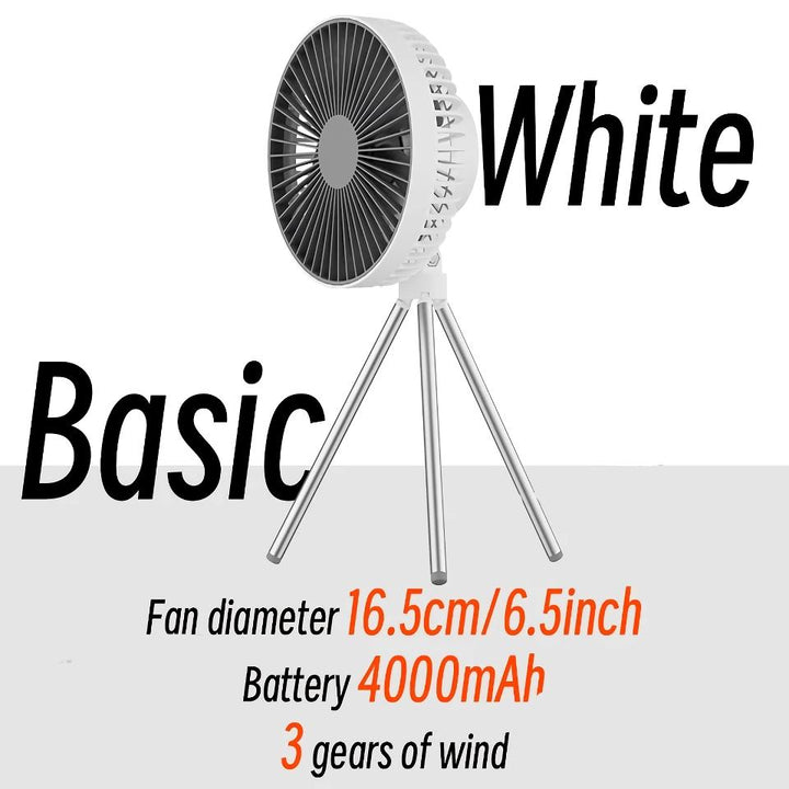 Rechargeable 10,000mAh Camping Fan with LED Lighting and Power Bank