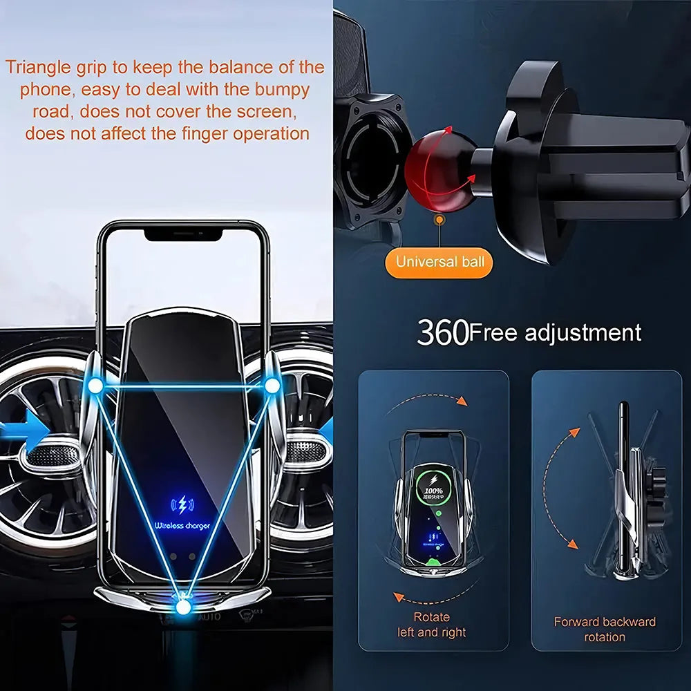 15W Fast Charging Auto-Clamping Wireless Car Charger