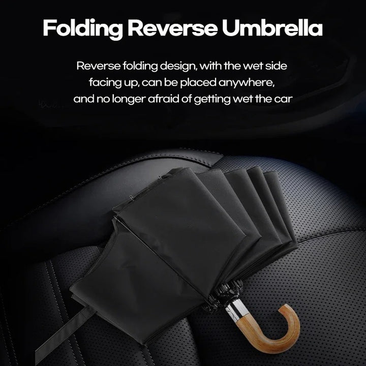 Automatic Windproof Umbrella with Wooden Handle