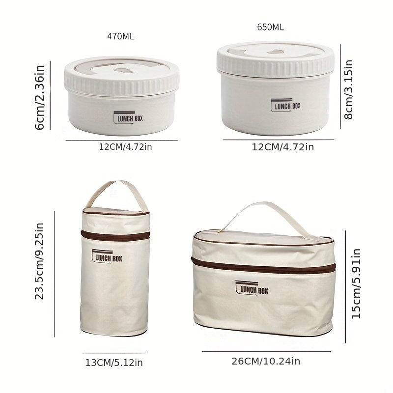 Stackable Stainless Steel Bento Lunch Box Set with Insulated Carry Bag