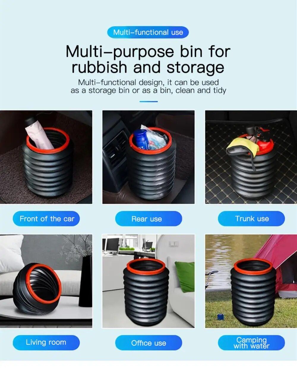 Telescopic Multi-Use Portable Bucket for Car and Outdoors