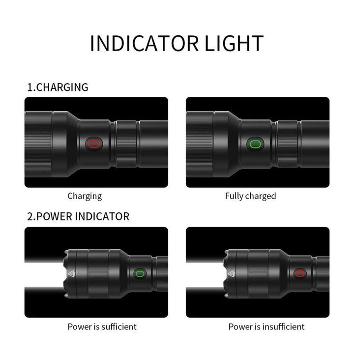 Long Range Tactical LED Laser Flashlight with Power Bank, 1500m Reach, Rechargeable