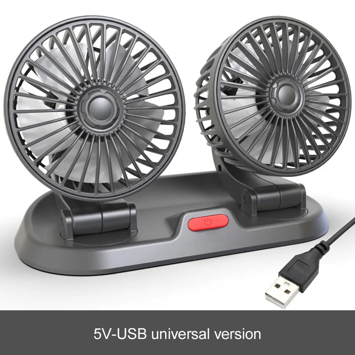 Adjustable Dual Head USB Car Fan