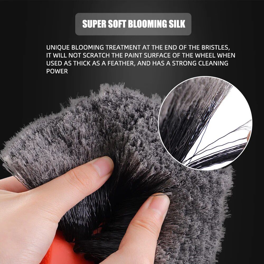 Effortless Wheel Cleaning Brush with Soft Bristles and Ergonomic Handle