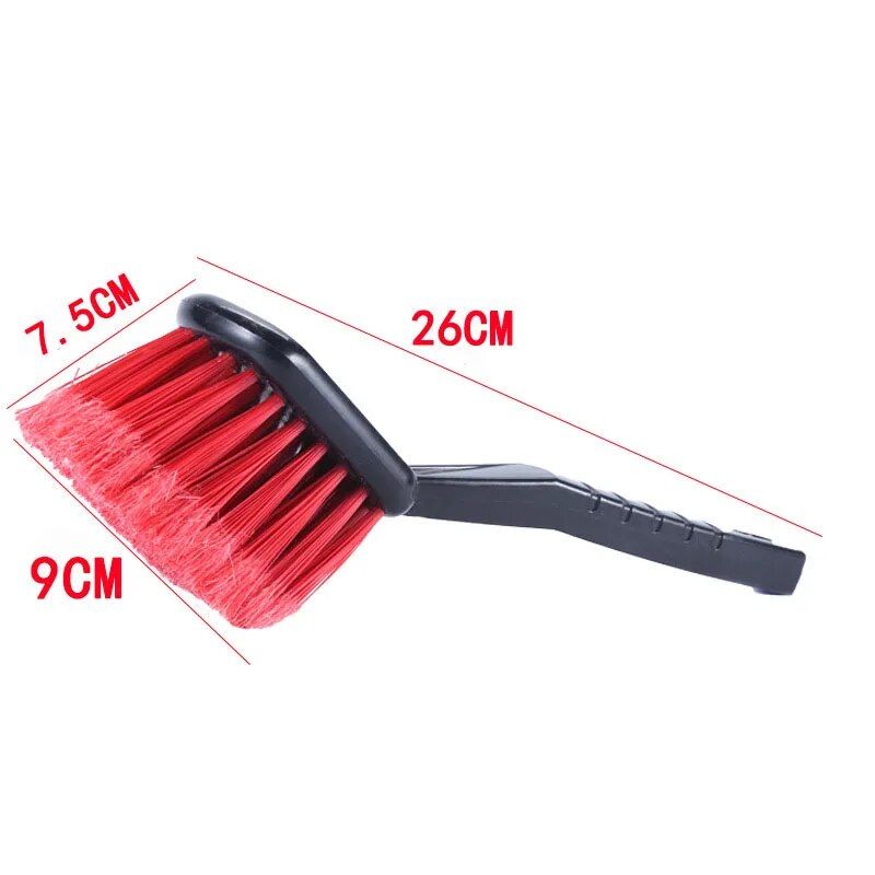 Compact Car & Motorcycle Detailing Brush with Red Bristles