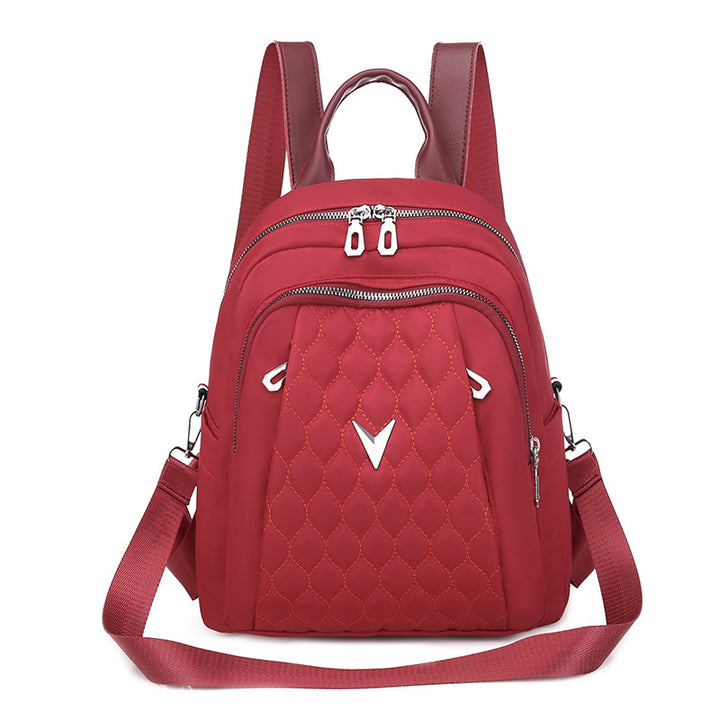 Fashion Student Backpack Rhombus Embroidery Thread Travel
