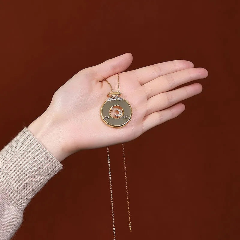Hetian Sapphire Safety Buckle Pendant Vintage Necklace