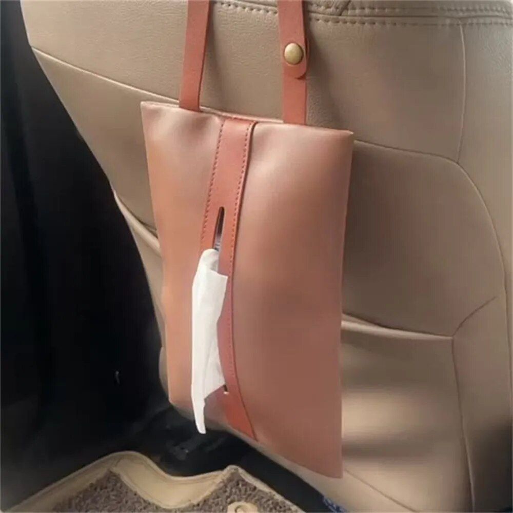 Luxury Leather Car Seat Back Tissue Holder