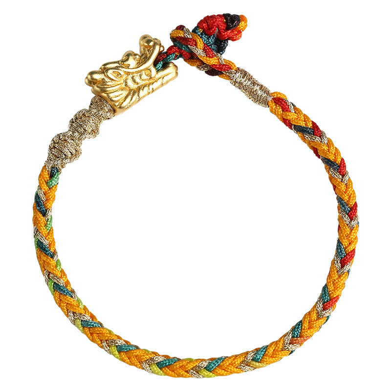 Auspicious Dragon Multicolored Rope Weaving Auspicious Well-being Bracelet