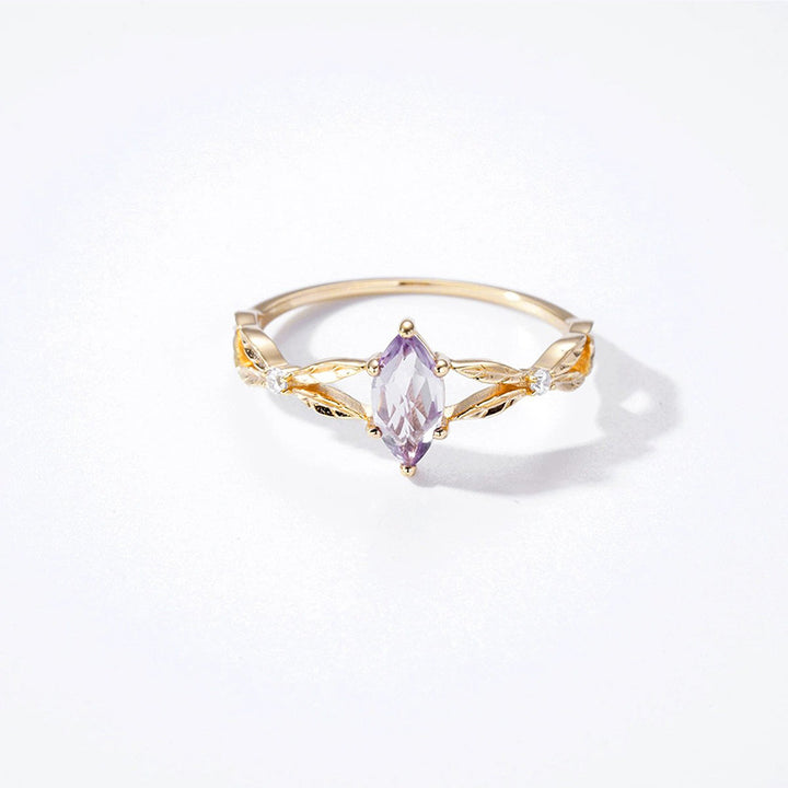 Japanese Luxury Lavender Amethyst White Zirconium Women's Ring