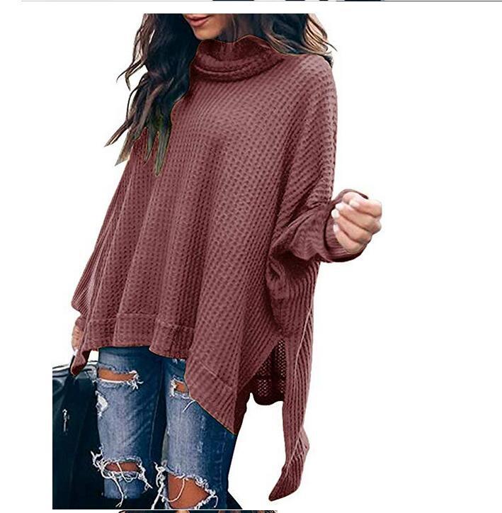 Autumn New Fashion High Collar Long Sleeve Irregular Women's Top Sweater