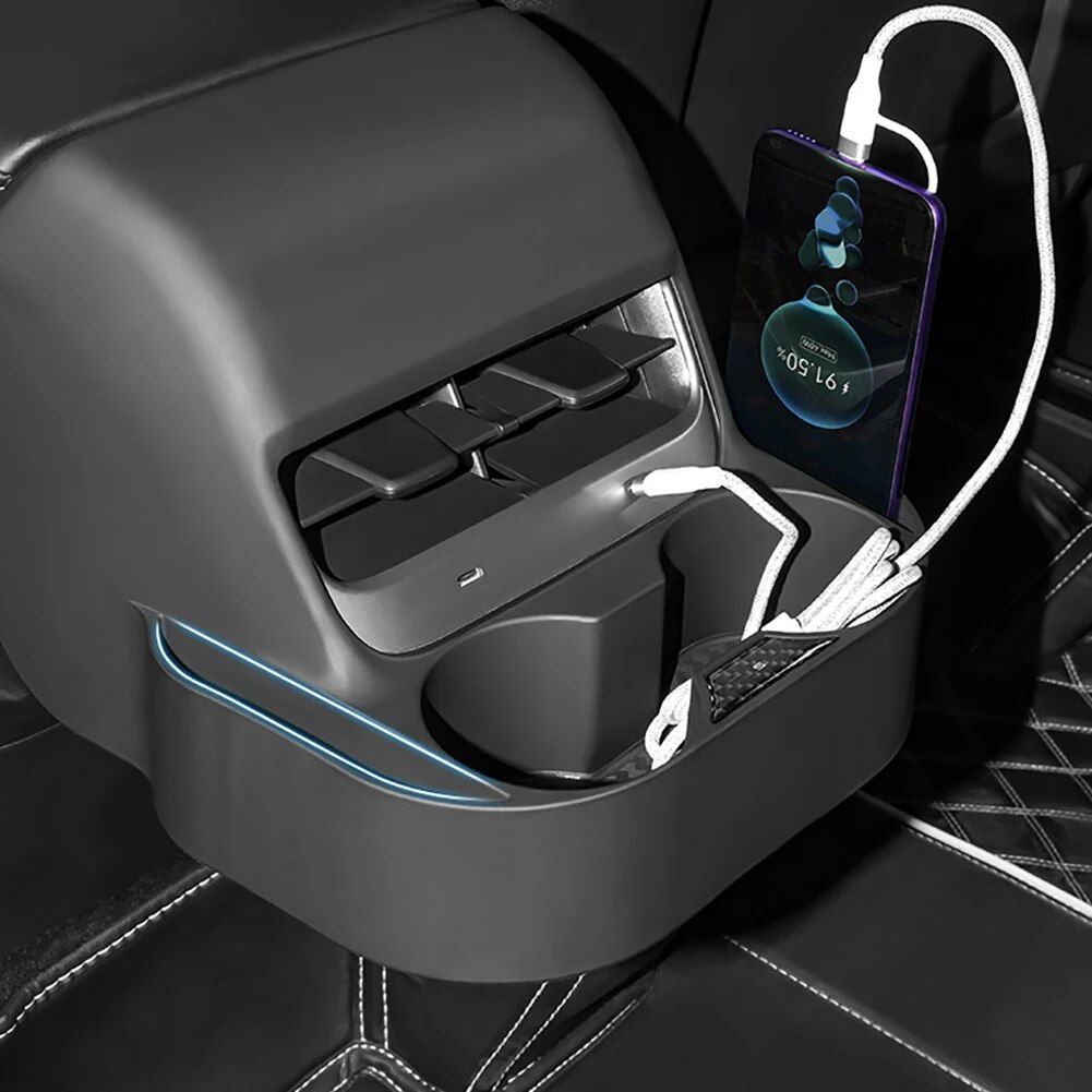 Tesla Model 3/Y Rear Seat Air Vent Cup Holder - Sleek Console Drink Organizer