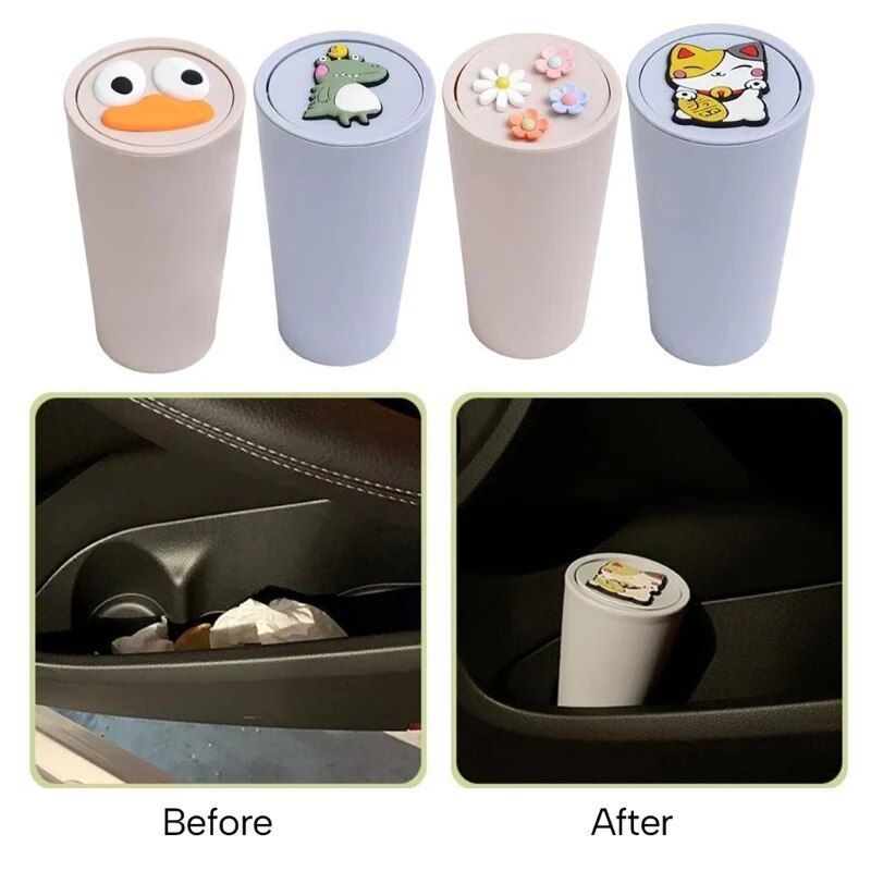 Compact Car Trash Can with Lid – Portable Waste Bin for Auto & Home