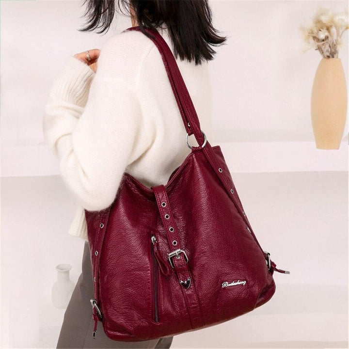 Washed Soft Leather Women's Large-capacity Handbag - MRSLM