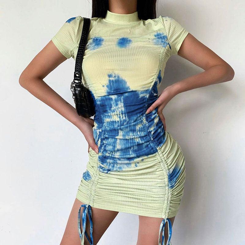 Tie-dye printed drawstring dress skirt - MRSLM