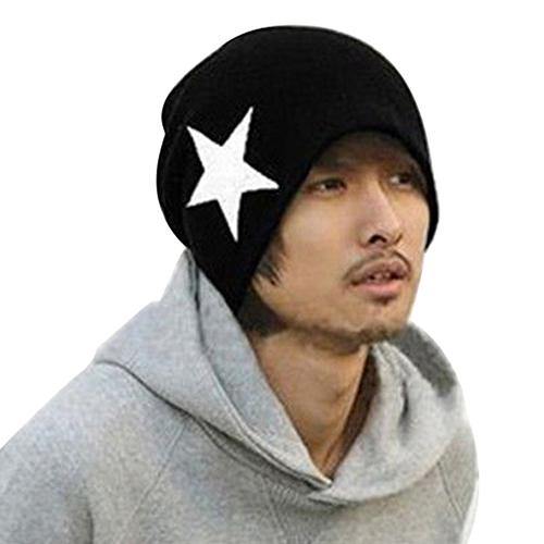 Women Men Pentacle Star Fashion Beanie Hip-Hop Knit Cap Winter Warm Crochet Hat - MRSLM