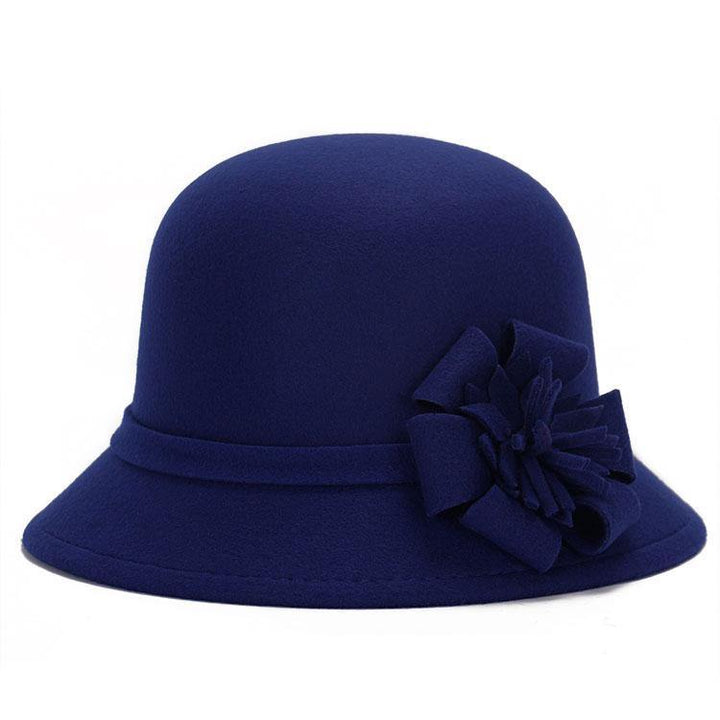 Ladies Felt Bowler Hats Floral Artificial Wool Fedoras Hats for Women Winter royal princess Caps Bonnet LQJ01094 - MRSLM