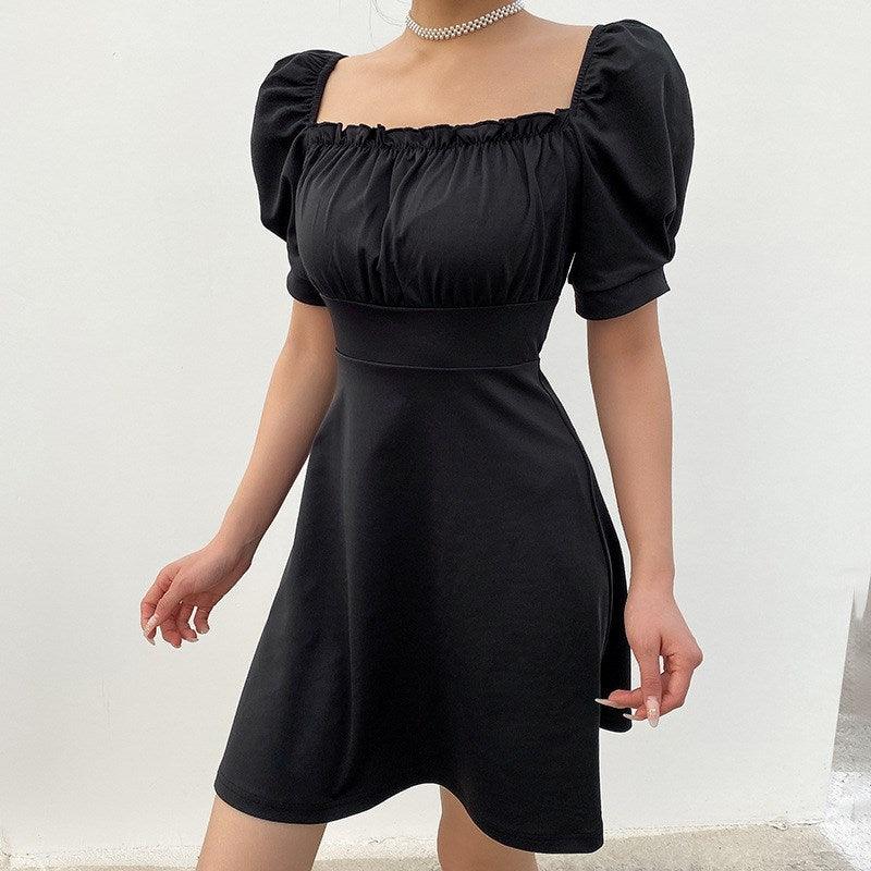 Fashionable Back Strap Bubble Short Sleeve Dress Women - MRSLM