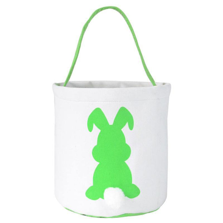 Happy Easter Burlap Bunny Ears Bags Easter Basket Canvas Bunny Buckets Easter Tote Bags with Rabbit Tail Kids Gift - MRSLM
