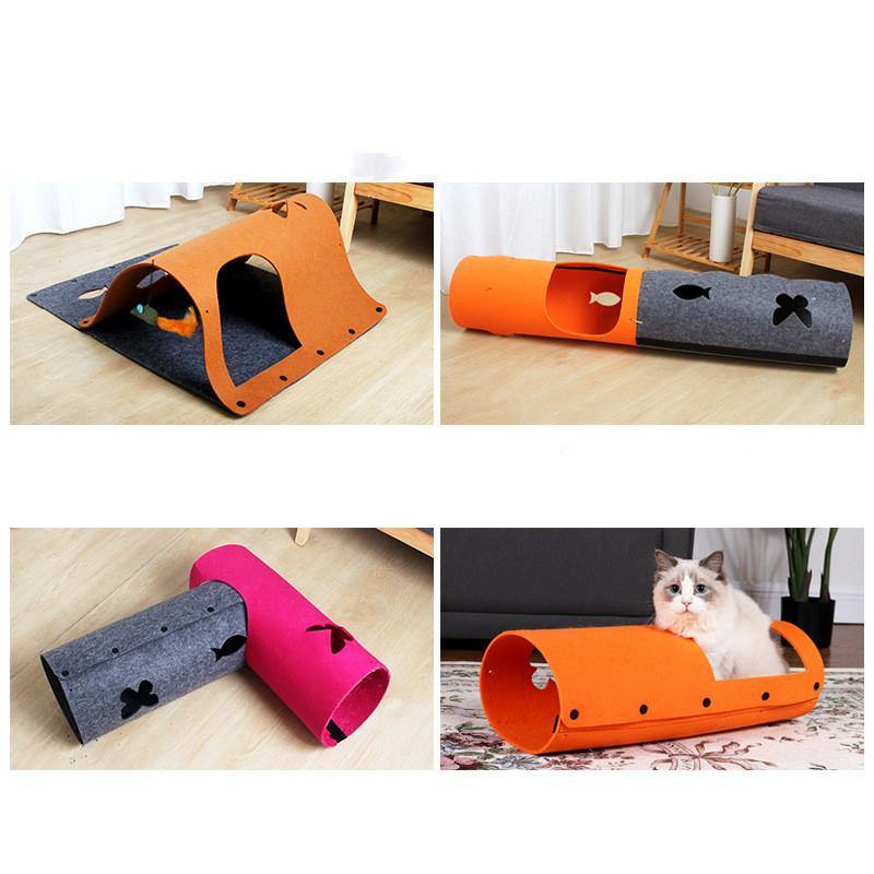 2 in 1 DIY Combined Cat Tunnel Toy Removable Felt Cat Nest House Puppy Ferrets Rabbit Play Dog Tunnel Tubes - MRSLM