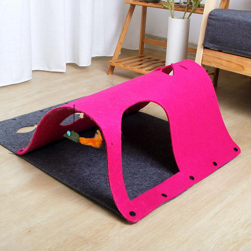 2 in 1 DIY Combined Cat Tunnel Toy Removable Felt Cat Nest House Puppy Ferrets Rabbit Play Dog Tunnel Tubes - MRSLM