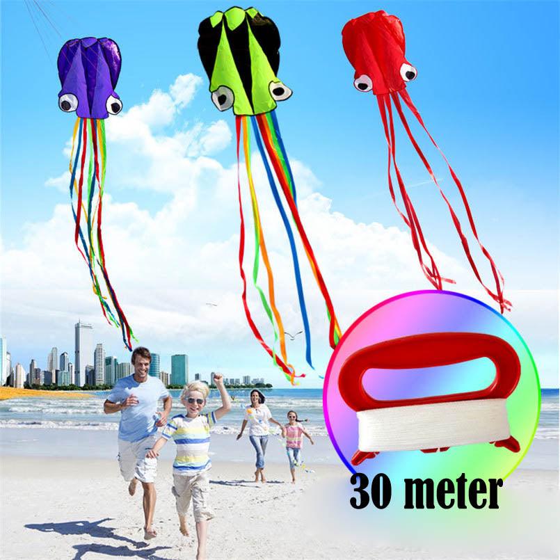 3D 4M Large Octopus Kite with Handle Line Children Outdoor Summer Game Professional Stunt Software Power Beach Kite Kids Toy - MRSLM