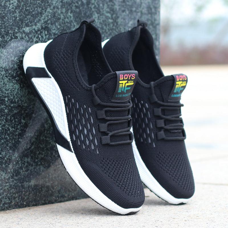 New Sports Shoes Men's Breathable Casual Mesh Shoes Comfort Increase Lace-up Non-slip Low-top Running Shoes - MRSLM