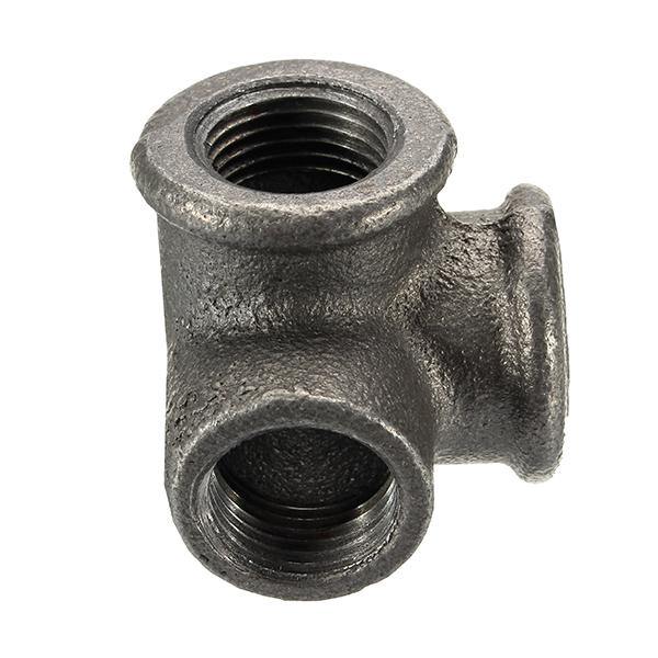 1/2" 3/4" 1" 3 Way Pipe Fittings Malleable Iron Black Elbow Tee Female Connector - MRSLM