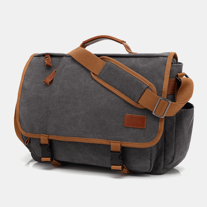 Men Vintage Large Capacity Waterproof Canvas Casual Crossbody Bag Shoulder Bag Travel Bag - MRSLM