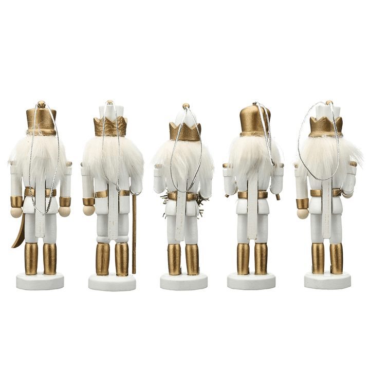 5Pcs Wooden Nutcracker Soldier Handcraft Puppet Doll Toy Ornament Christmas Gift Home Room Decorations - MRSLM