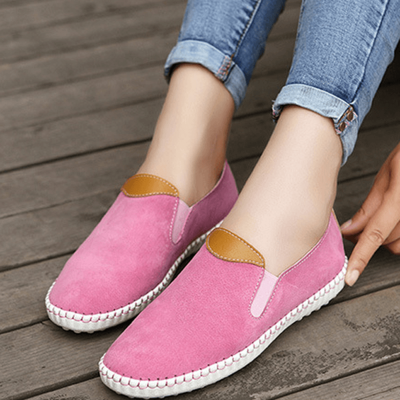 US Size 5-10 Women Casual Shoes Comfortable Outdoor Leather Slip on Flats Loafers - MRSLM