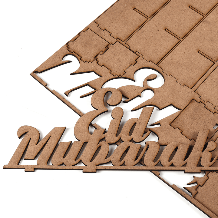 Wooden MDF Eid Mubarak Ramadan Advent Calendar Sign House Drawer Home Decorations - MRSLM