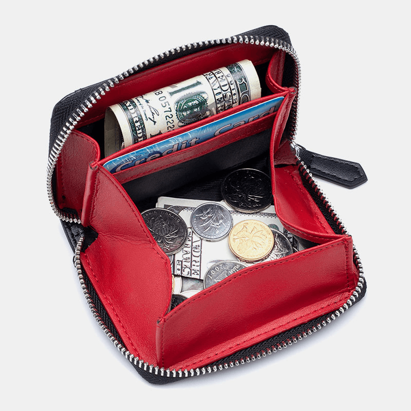 Women Genuine Leather RFID Anti-Theft Coin Storage Bag Coin Wallet Purse - MRSLM
