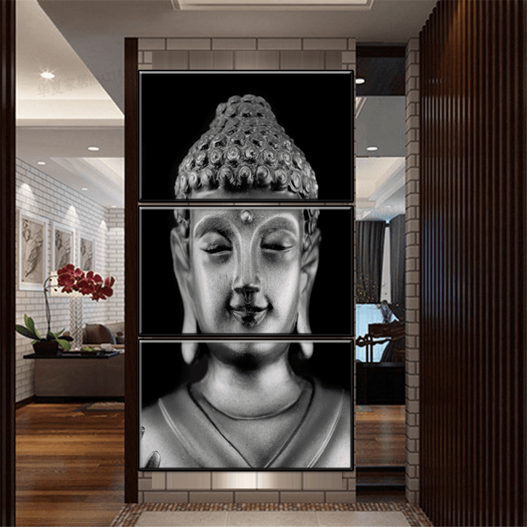 3 Panel Statue Meditation Painting Print on Home Decor Room Wall Sticker - MRSLM