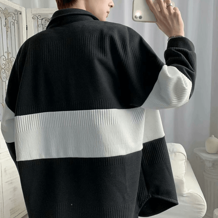 Fashion Men'S Loose Stitching Woolen Coat - MRSLM