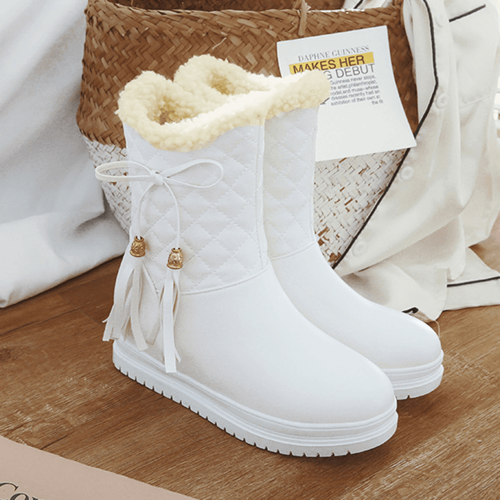 Warm Flat Platform Slip on Causal Soft Ankle Snow Boots - MRSLM