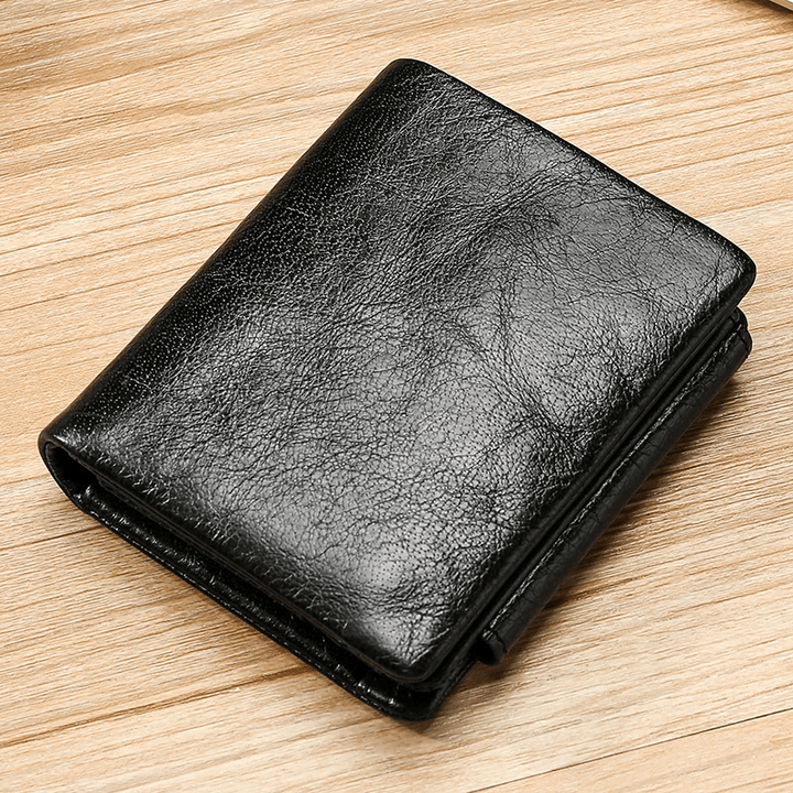 Men Genuine Leather Vintage Tri-Fold Wallet - MRSLM