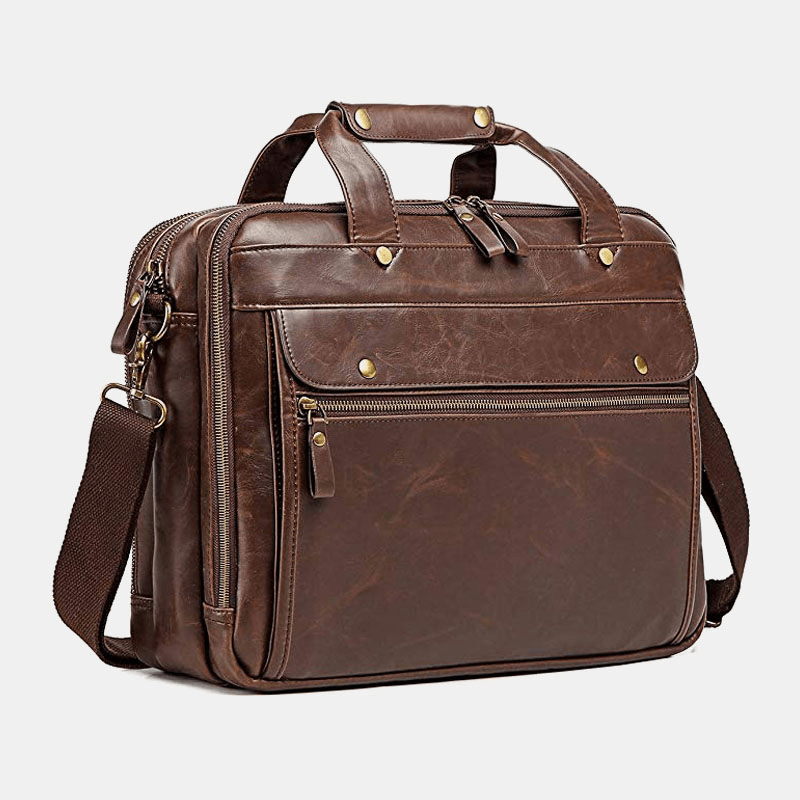 Men Vintage Multi-Pocket Messenger Bag Handbag Crossbody Bag for Business - MRSLM