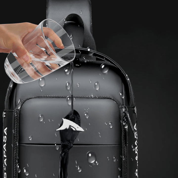 Men USB Charging Waterproof Large Capacity Casual Chest Bag Shoulder Bag Crossbody Bag - MRSLM