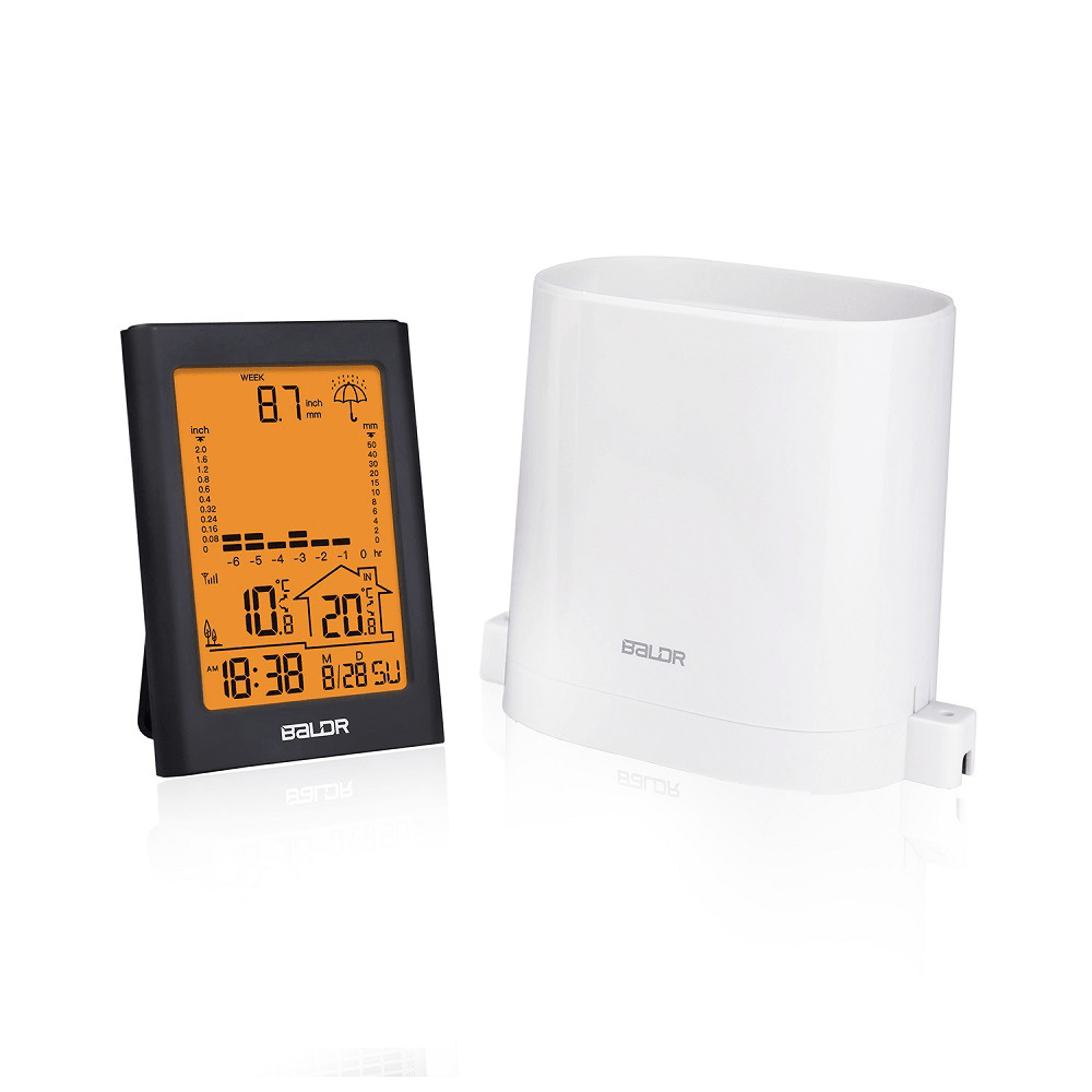 Baldr Wireless Rain Meter Gauge Weather Station Indoor/Outdoor Temperature Humidity Recorder - MRSLM