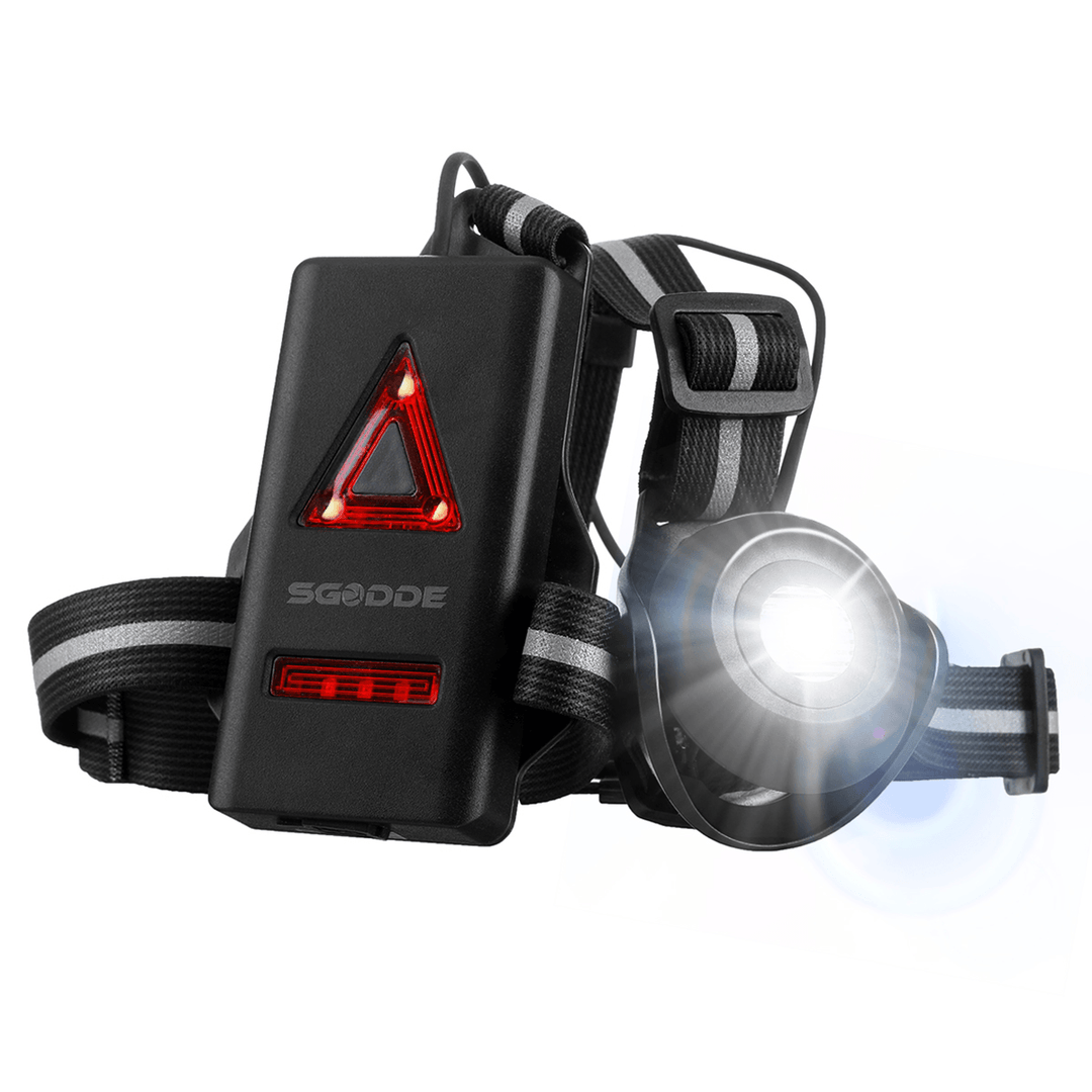 SGODDE Outdoor Night Running Light LED Front Bike Running Light with 120 ° Adjustable Beam Safety Warning Belt with Rechargeable Battery - MRSLM